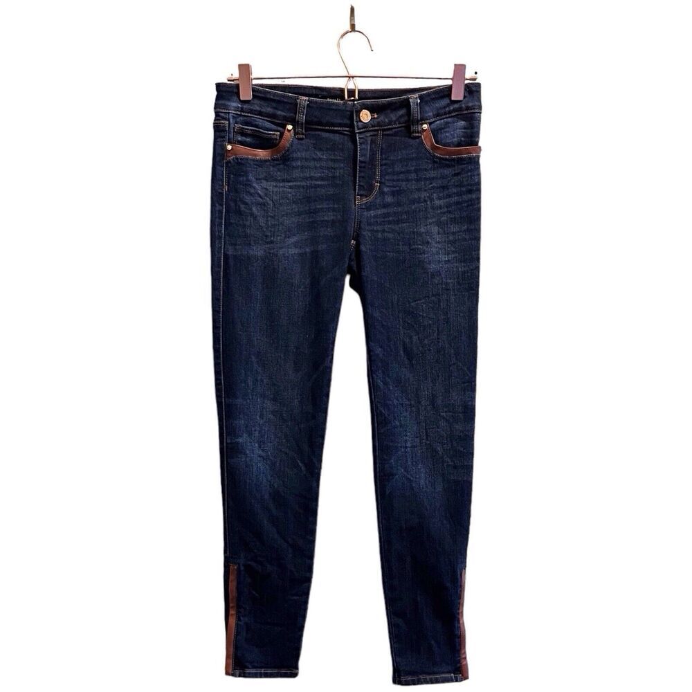 White House Black Market Skimmer Low Rise Stretch Ankle Zip Denim Jeans Size 0